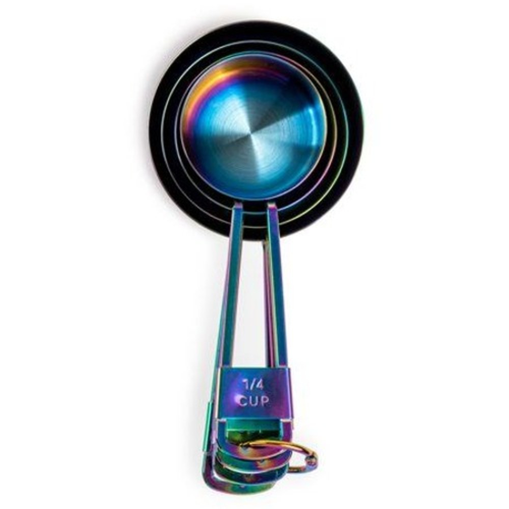 Thyme & Table Measuring Cups Unisex 4-Piece Rainbow New Stainless Steel Set